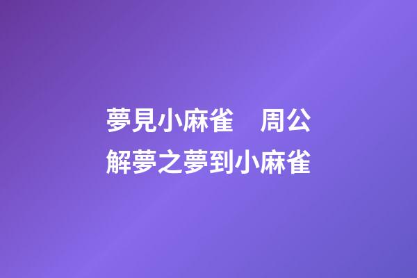 夢見小麻雀　周公解夢之夢到小麻雀